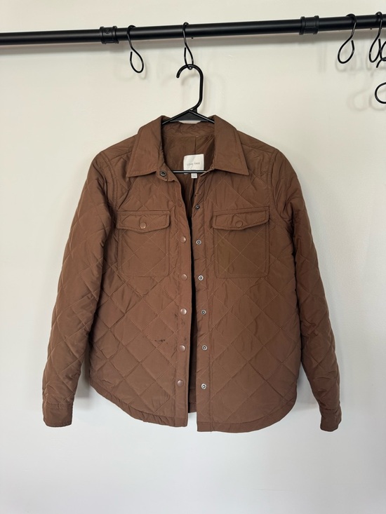 Jackets & Blazers - Women’s Quilted Brown Puffer Jacket - Casual Button-Front